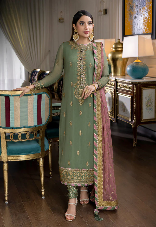 3 Piece Stitched Chiffon Suit
