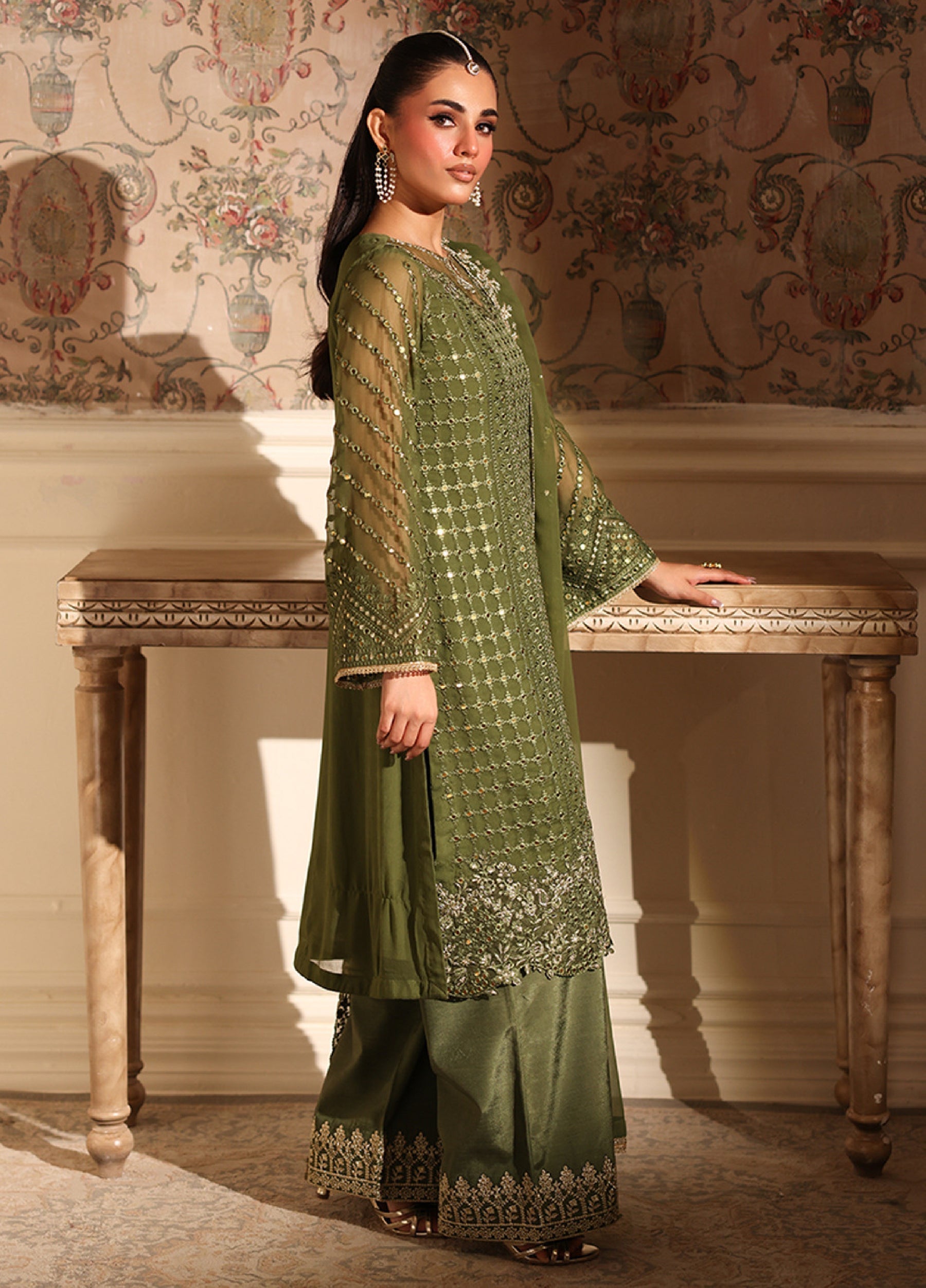 3  Piece Stitched Chiffon Suit - Ready to Wear