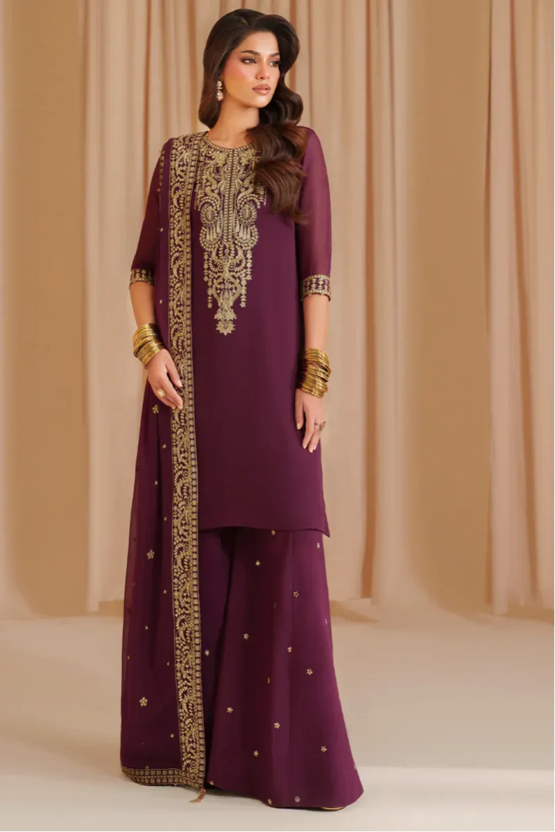 3 Piece Stitched Chiffon Suit