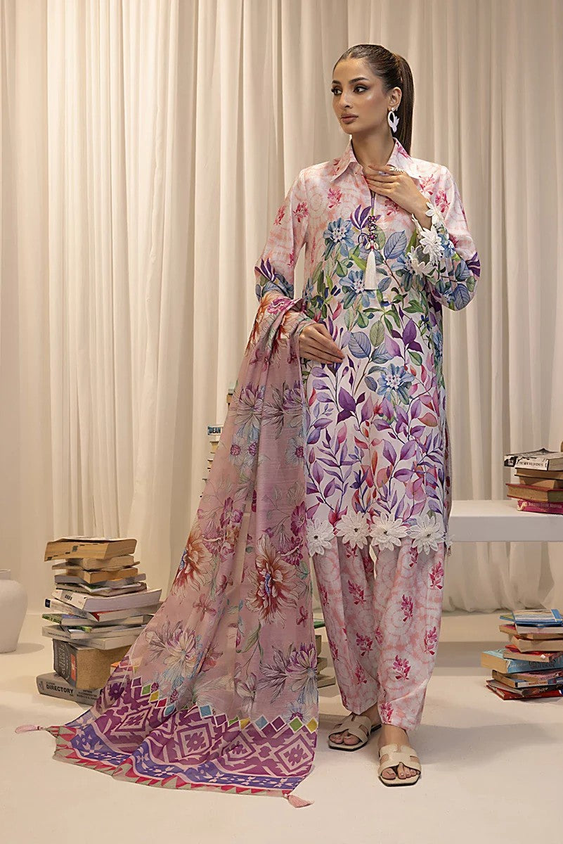 03-Piece Digital Printed Lawn Suit - Ready To Wear