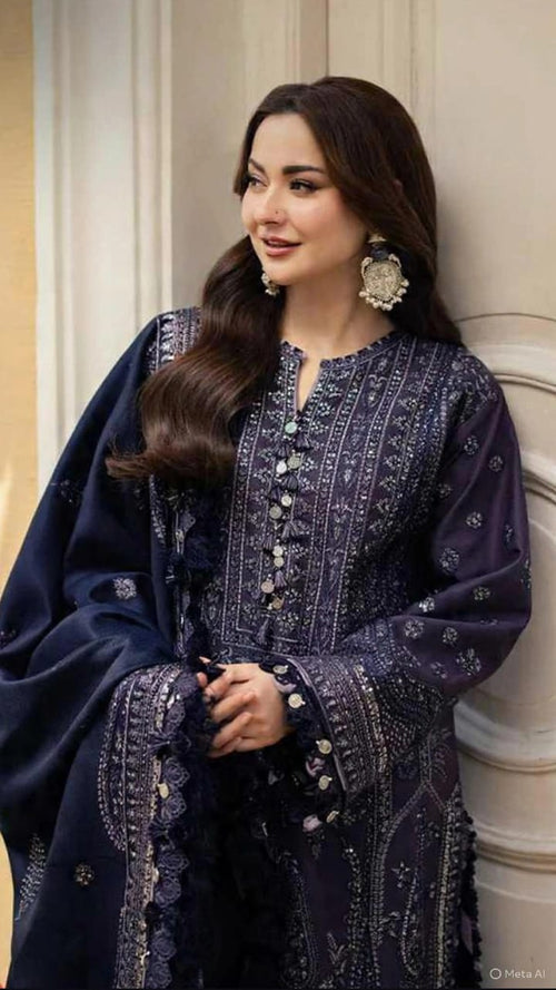03-Piece Chiffon Suit With Embroidery - Ready To Wear